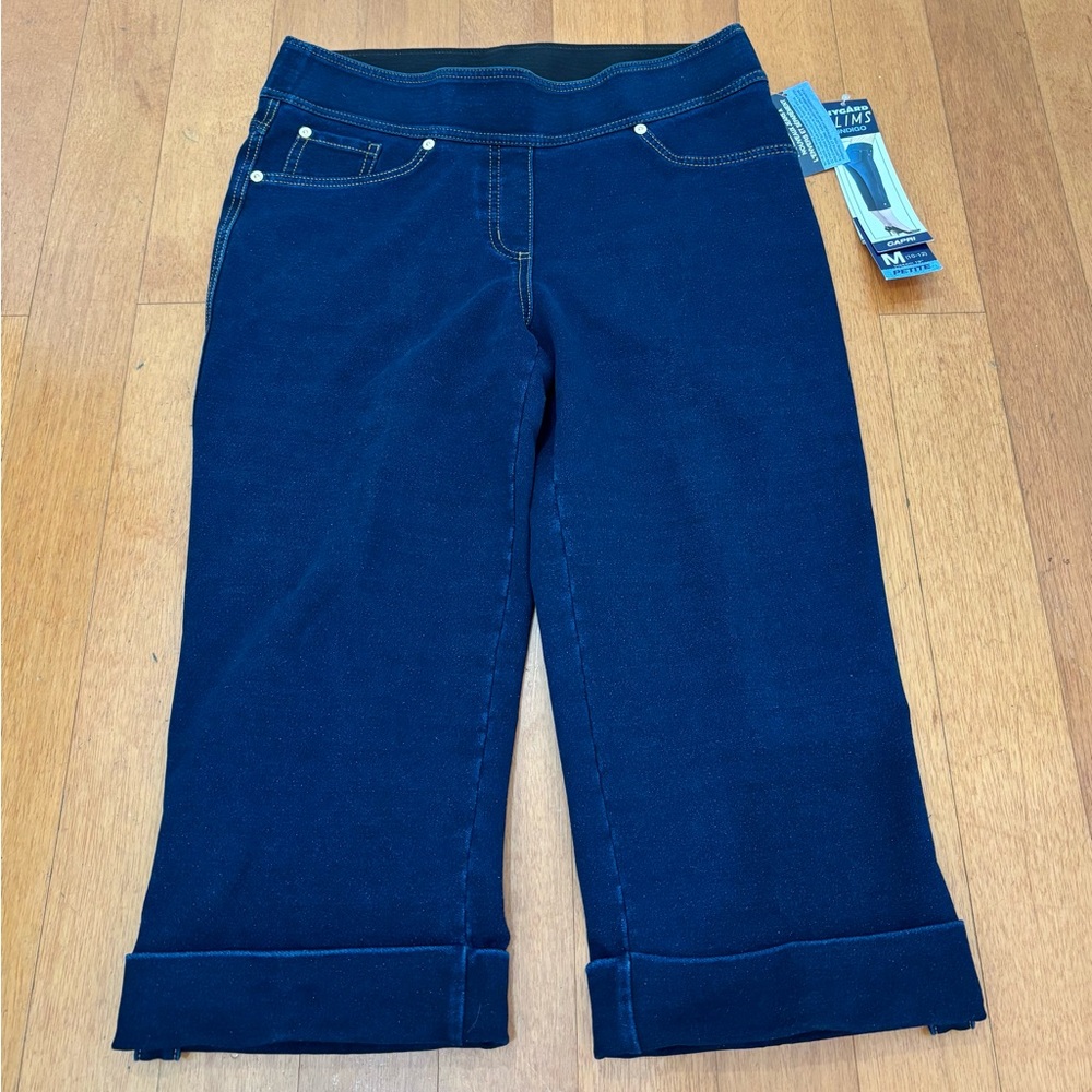 Nygard Slims Indigo Petite Cuffed Capri Denim Jean Pants Women Medium NEW W TAGS